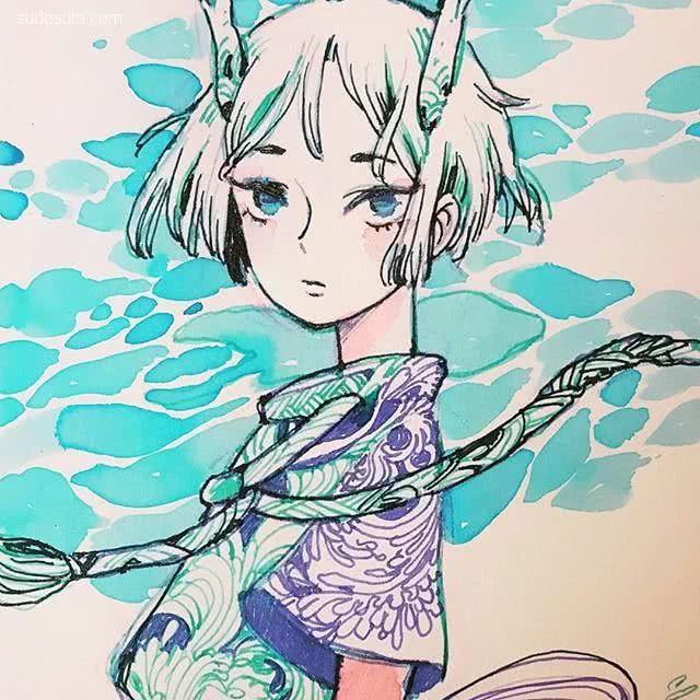 手绘-maruti_bitamin 清新安静的手绘插画
