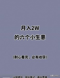​月入过万的秘密武器！这六个小生意，让你走向财富自由！