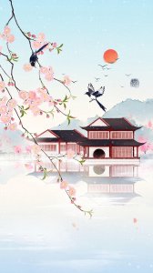 ​古风壁纸，32张手绘古风中国风插画原画欣赏，取图吱声