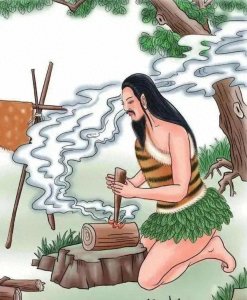 ​中国神话故事更新中燧人钻木取火