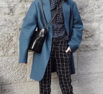 ​黑白格子衬衫怎么搭配外套好看