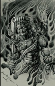 ​分享几幅不动明王的纹身手稿