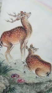 ​鹤鹿同春绘画赏析（董丽霞老师工笔作品特点鉴赏）